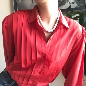 *SOLD DO NOT BUY* 80s Vintage Red Pleated Blouse